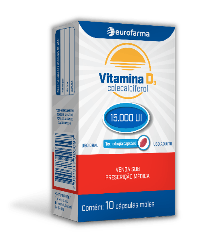 Vitamina D 15.000ui 10 Cápsulas Eurofarma